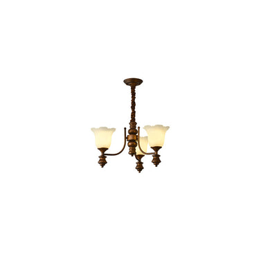 Lustre en fer avec fleurs en verre de style chinois traditionnel à 3/6/8 lumières pour salon 