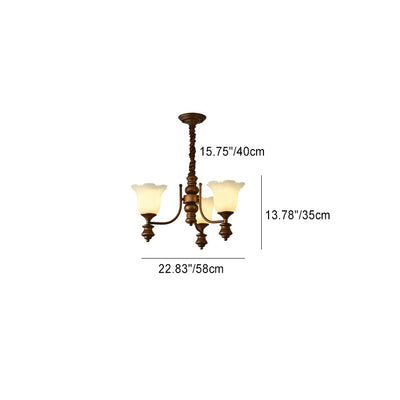 Lustre en fer avec fleurs en verre de style chinois traditionnel à 3/6/8 lumières pour salon 