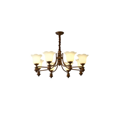 Lustre en fer avec fleurs en verre de style chinois traditionnel à 3/6/8 lumières pour salon 