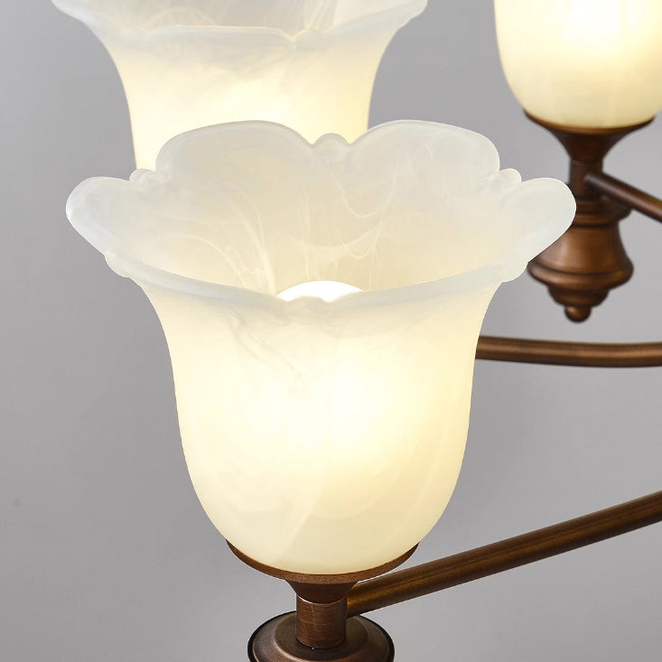 Lustre en fer avec fleurs en verre de style chinois traditionnel à 3/6/8 lumières pour salon 