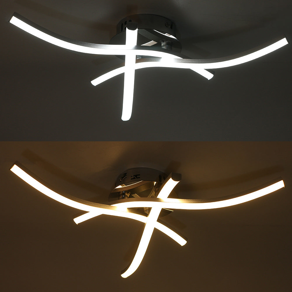 ضوء سقف شبه مثبت بمصباح LED من السيليكون الحديدي بتصميم ثلاثي الأبعاد الموجي الخطي الإسكندنافي المعاصر لغرفة المعيشة 