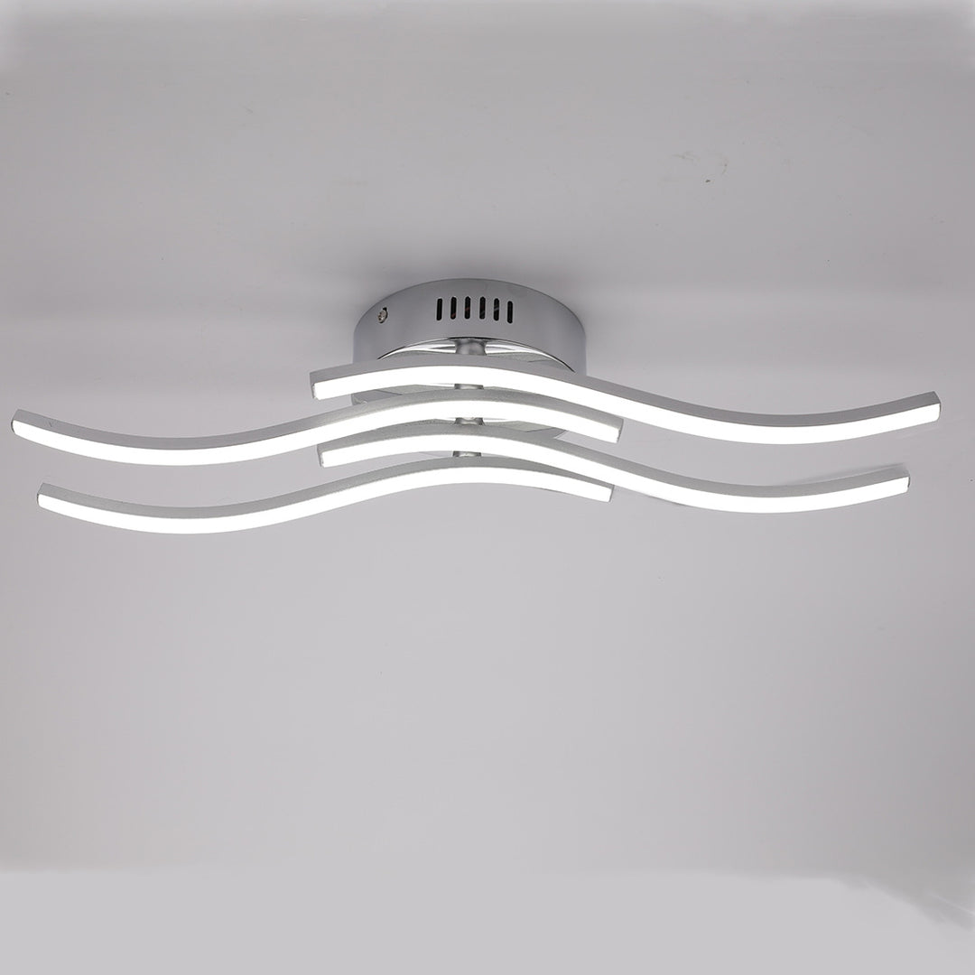 Modern Minimalist Wave Round Silicone Iron LED Semi-Flush Mount Ceiling Light For Living Room