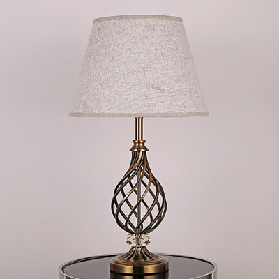 Lampe de table contemporaine scandinave en tube rond creux plié en tissu cristal fer 1 lumière pour salon 