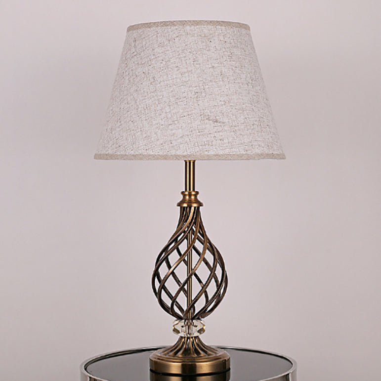 Lampe de table contemporaine scandinave en tube rond creux plié en tissu cristal fer 1 lumière pour salon 