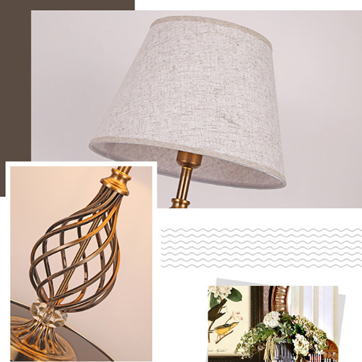 Lampe de table contemporaine scandinave en tube rond creux plié en tissu cristal fer 1 lumière pour salon 