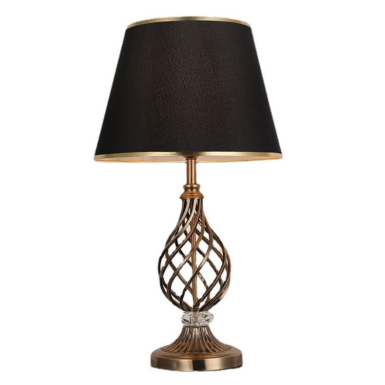 Lampe de table contemporaine scandinave en tube rond creux plié en tissu cristal fer 1 lumière pour salon 