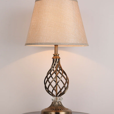 Lampe de table contemporaine scandinave en tube rond creux plié en tissu cristal fer 1 lumière pour salon 