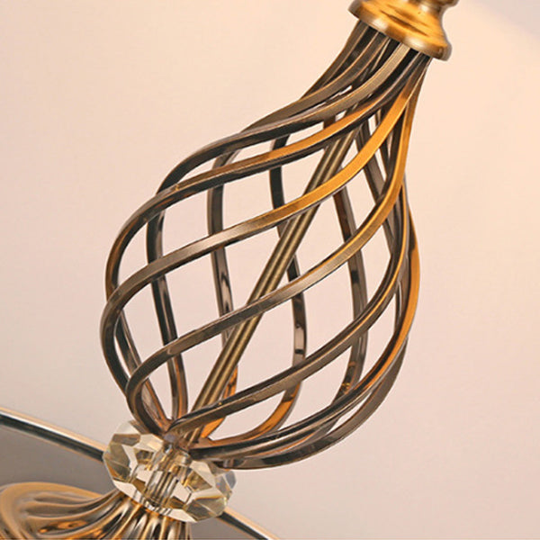Lampe de table contemporaine scandinave en tube rond creux plié en tissu cristal fer 1 lumière pour salon 