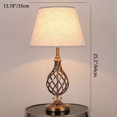 Lampe de table contemporaine scandinave en tube rond creux plié en tissu cristal fer 1 lumière pour salon 
