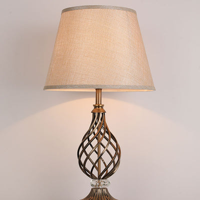 Lampe de table contemporaine scandinave en tube rond creux plié en tissu cristal fer 1 lumière pour salon 