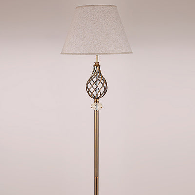 Lampe de sol contemporaine scandinave en fer cristal avec tissu ajouré rond 1 lumière pour chambre à coucher 