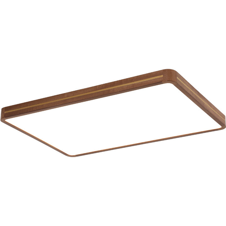 Luz de techo LED empotrada de latón, madera, acrílico, rectángulo cuadrado chino tradicional para sala de estar 
