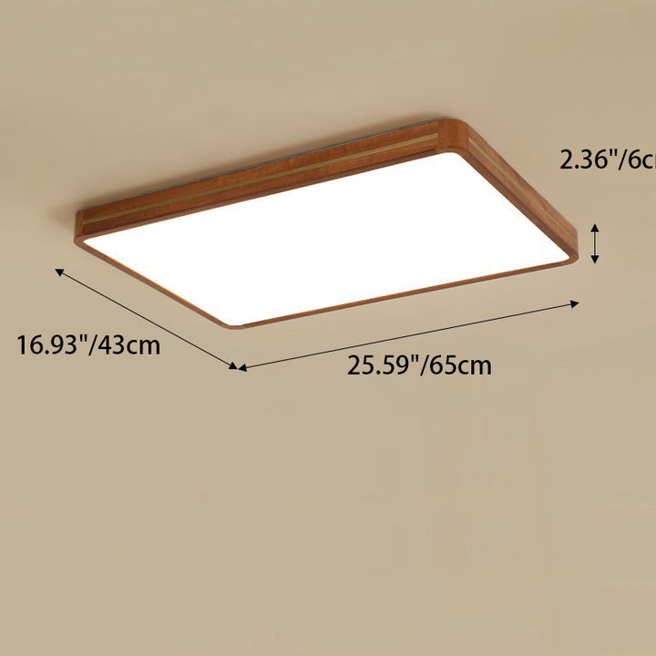 Luz de techo LED empotrada de latón, madera, acrílico, rectángulo cuadrado chino tradicional para sala de estar 