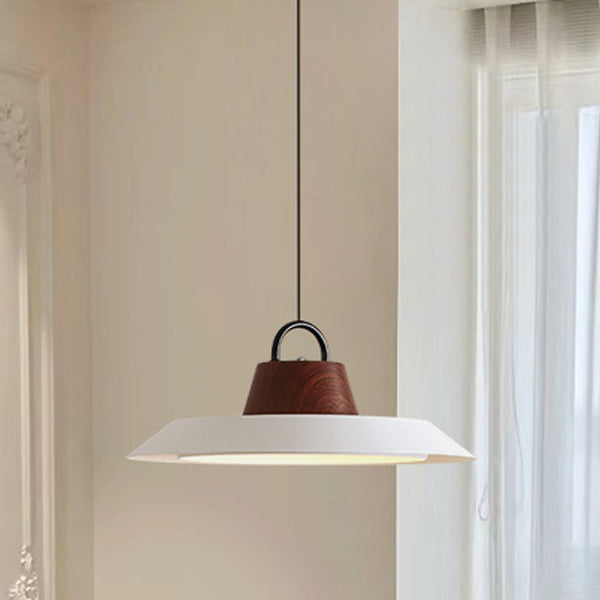 Lustre suspendu rond en aluminium et fer avec LED pour salon 