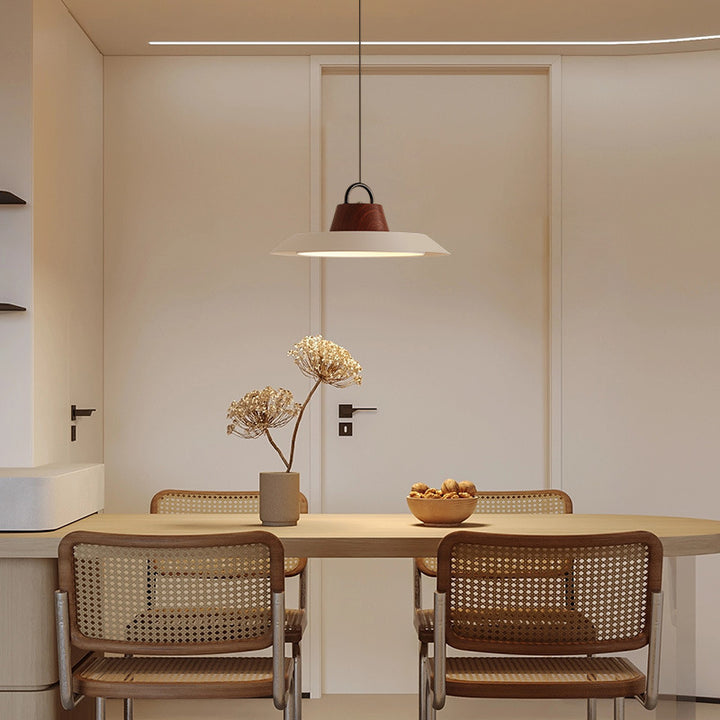 Lustre suspendu rond en aluminium et fer avec LED pour salon 