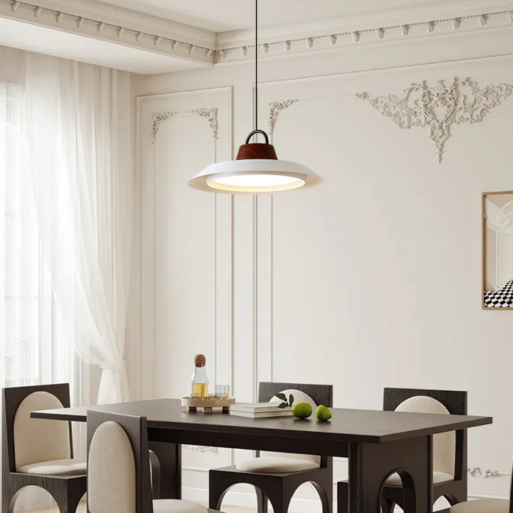 Lustre suspendu rond en aluminium et fer avec LED pour salon 