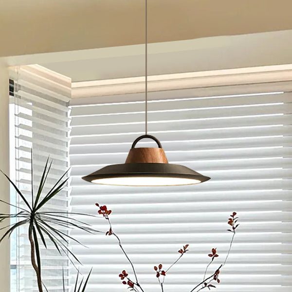 Lustre suspendu rond en aluminium et fer avec LED pour salon 