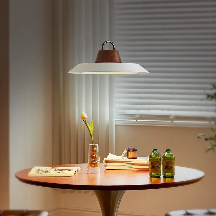 Lustre suspendu rond en aluminium et fer avec LED pour salon 