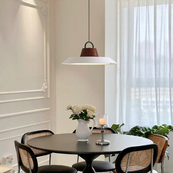 Lustre suspendu rond en aluminium et fer avec LED pour salon 
