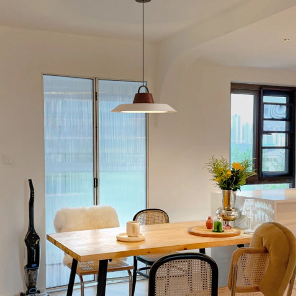 Lustre suspendu rond en aluminium et fer avec LED pour salon 