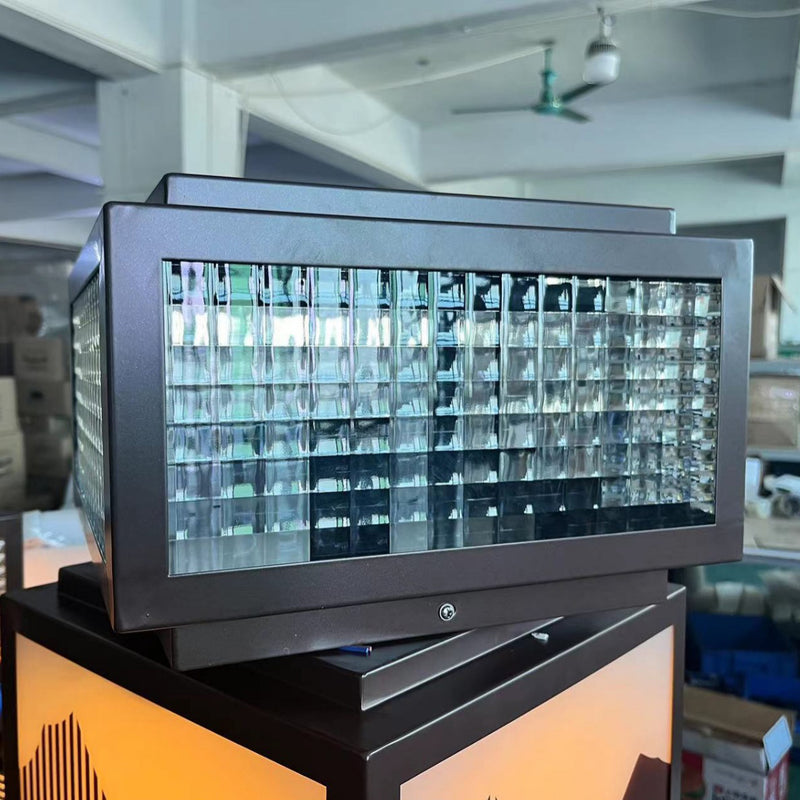 Carré Minimaliste Moderne à Rayures en Fer Galvanisé et Acier Inoxydable avec LED Solaire pour Paysage Extérieur pour Patio Extérieur 