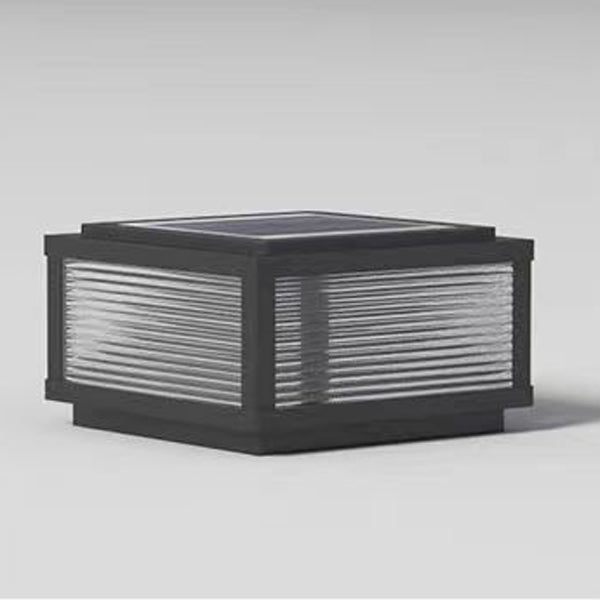 Carré Minimaliste Moderne à Rayures en Fer Galvanisé et Acier Inoxydable avec LED Solaire pour Paysage Extérieur pour Patio Extérieur 