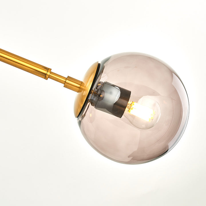 Lustre à 6 lumières en verre long en fer avec orbe magique de haricot de luxe moderne pour salon 