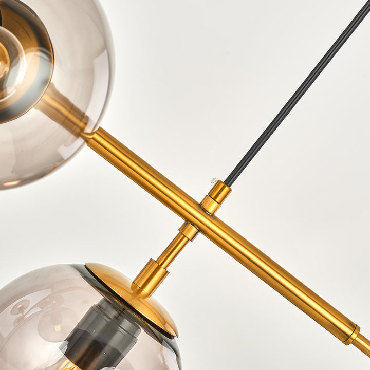 Lustre à 6 lumières en verre long en fer avec orbe magique de haricot de luxe moderne pour salon 