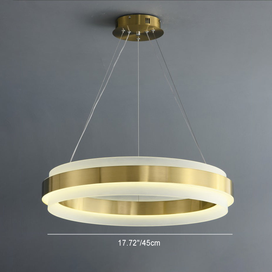 Lustre LED en acrylique et fer rond contemporain scandinave pour salon 