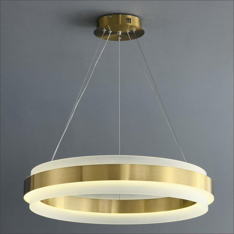 Lustre LED en acrylique et fer rond contemporain scandinave pour salon 