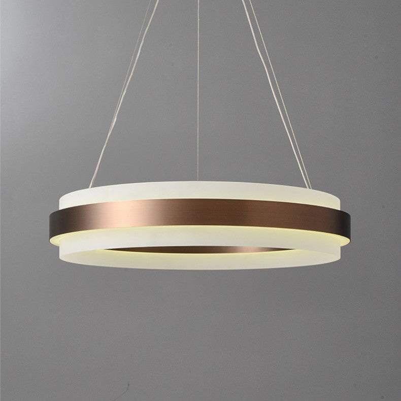 Lustre LED en acrylique et fer rond contemporain scandinave pour salon 