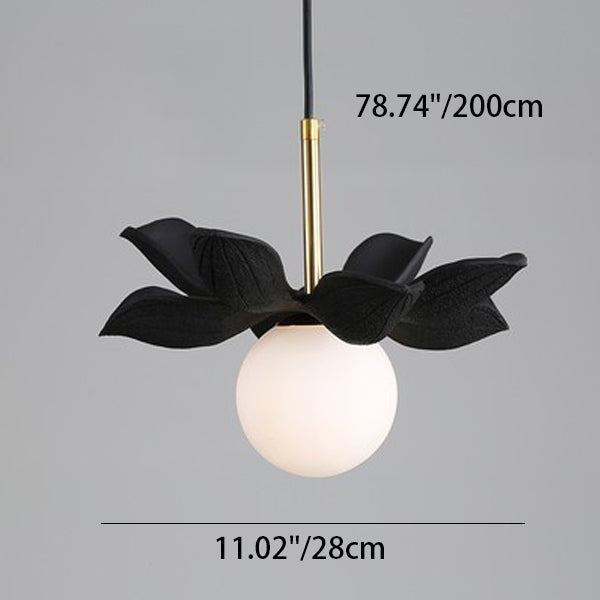 Lustre suspendu à une lumière en métal résine verre feuille personnalisé Orb créatif contemporain pour salon 