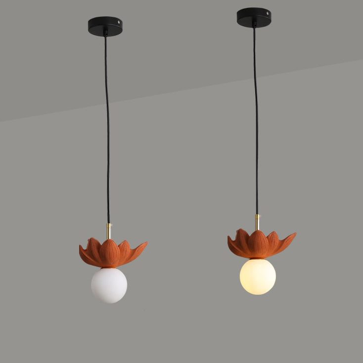 Lustre suspendu à une lumière en métal résine verre feuille personnalisé Orb créatif contemporain pour salon 