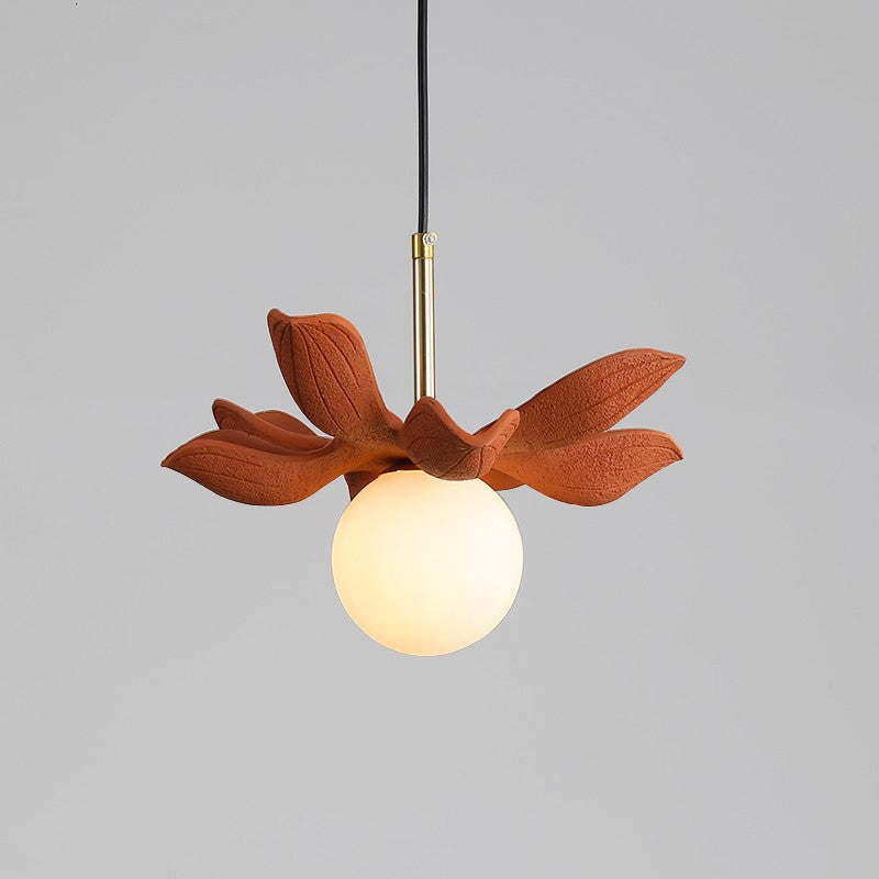 Lustre suspendu à une lumière en métal résine verre feuille personnalisé Orb créatif contemporain pour salon 