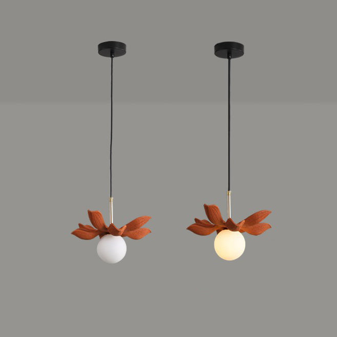 Lustre suspendu à une lumière en métal résine verre feuille personnalisé Orb créatif contemporain pour salon 