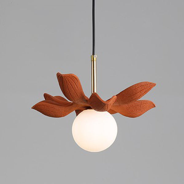 Lustre suspendu à une lumière en métal résine verre feuille personnalisé Orb créatif contemporain pour salon 