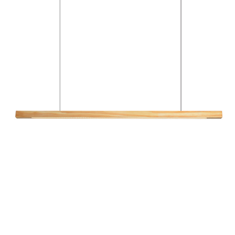 Modern Minimalist Long Round Disc PC Walnut Wood Aluminum LED Chandelier Island Light For Dining Room