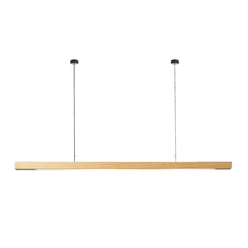 Modern Minimalist Long Round Disc PC Walnut Wood Aluminum LED Chandelier Island Light For Dining Room