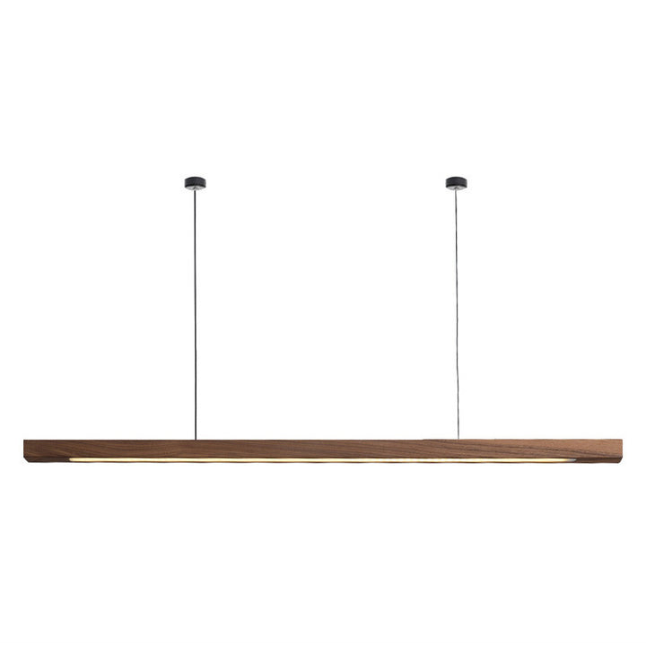 Modern Minimalist Long Round Disc PC Walnut Wood Aluminum LED Chandelier Island Light For Dining Room