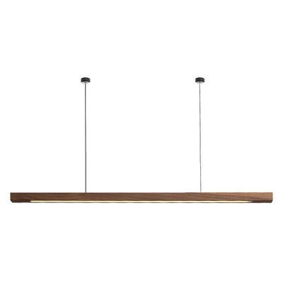 Modern Minimalist Long Round Disc PC Walnut Wood Aluminum LED Chandelier Island Light For Dining Room