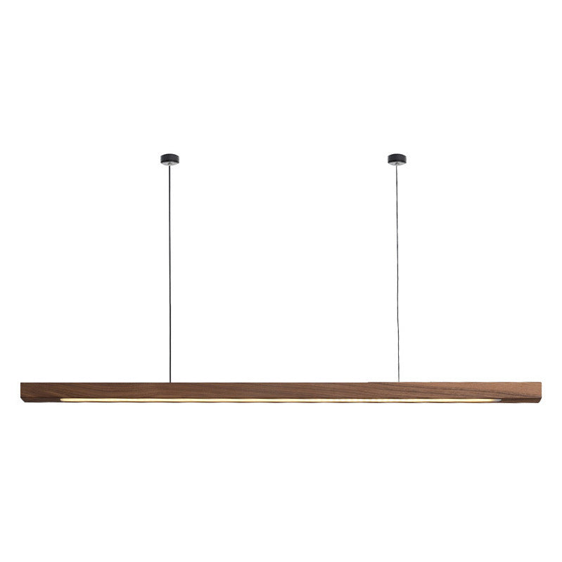 Modern Minimalist Long Round Disc PC Walnut Wood Aluminum LED Chandelier Island Light For Dining Room