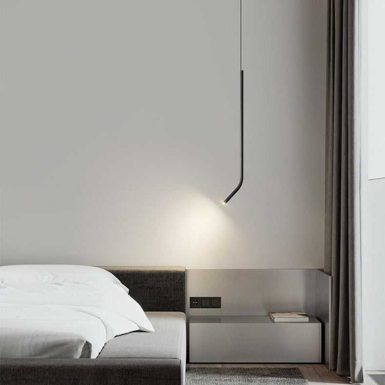 Lámpara colgante LED de latón de línea larga escandinava contemporánea para sala de estar 