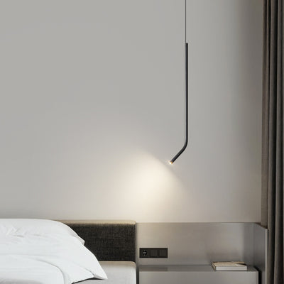 Lámpara colgante LED de latón de línea larga escandinava contemporánea para sala de estar 