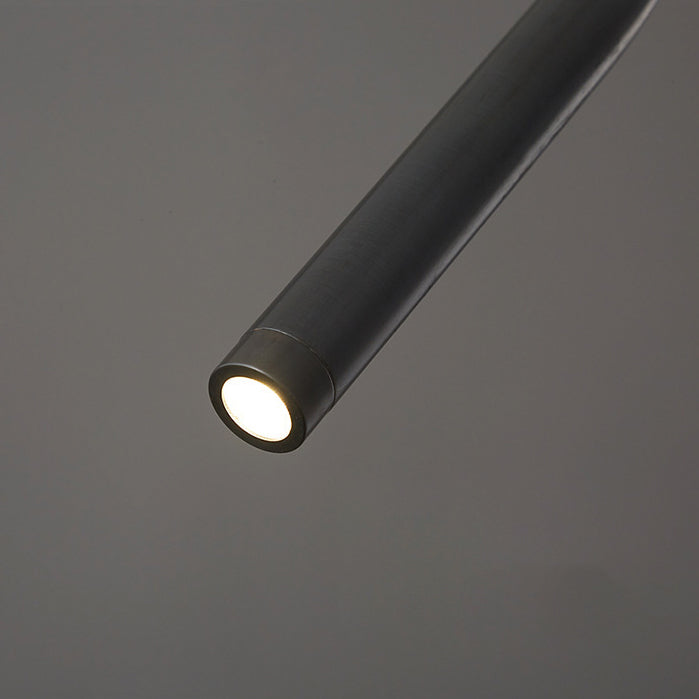 Zeitgenössische skandinavische lange LED-Pendelleuchte aus Messing für das Wohnzimmer 