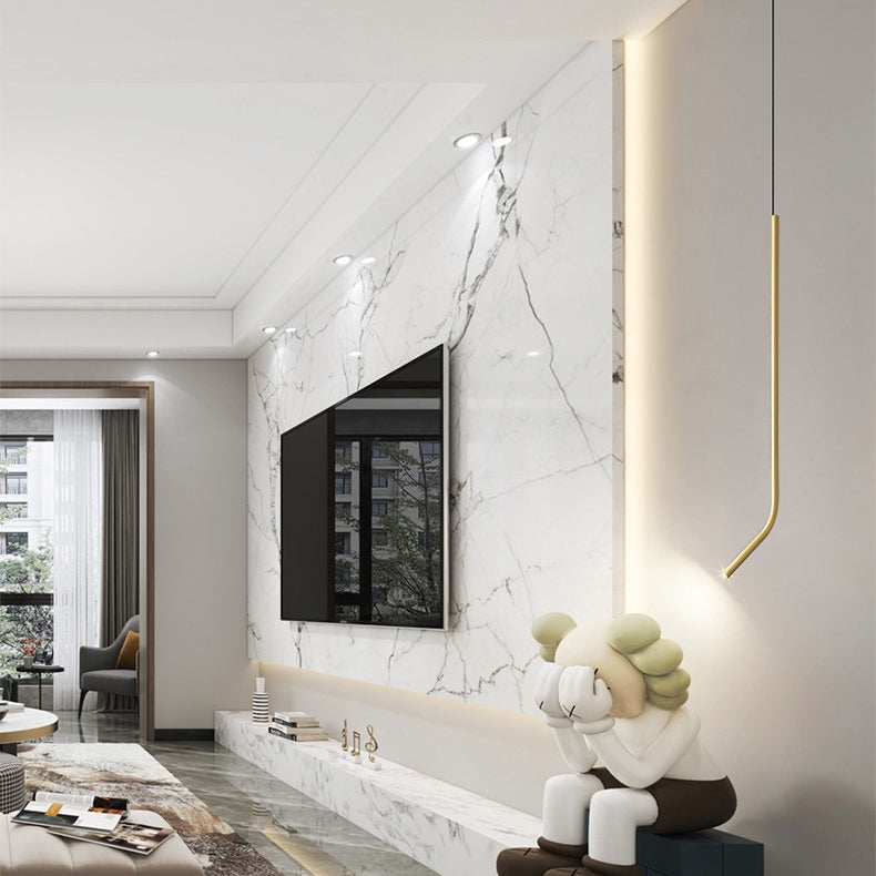 Lámpara colgante LED de latón de línea larga escandinava contemporánea para sala de estar 