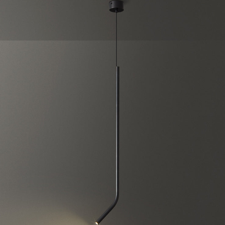Lámpara colgante LED de latón de línea larga escandinava contemporánea para sala de estar 