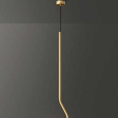 Lámpara colgante LED de latón de línea larga escandinava contemporánea para sala de estar 