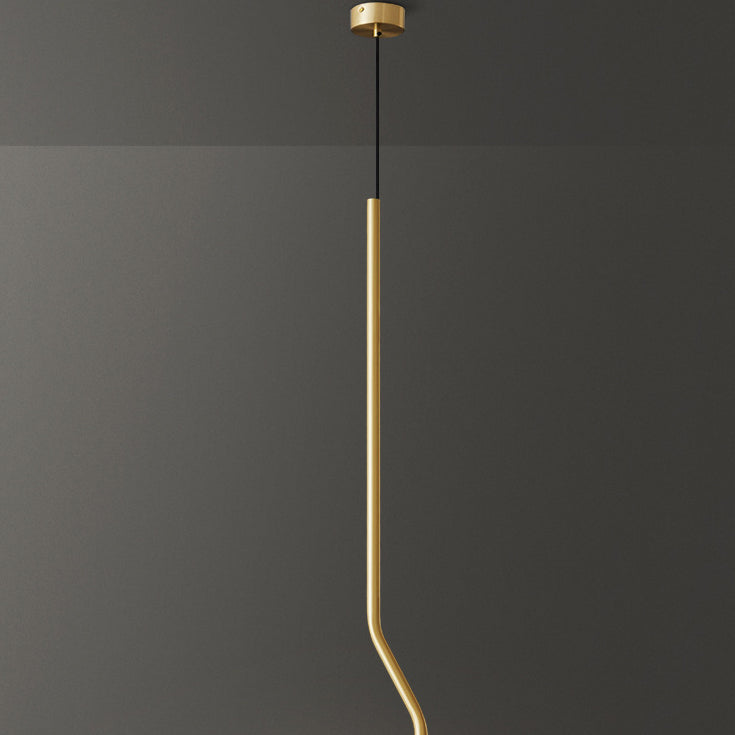 Lámpara colgante LED de latón de línea larga escandinava contemporánea para sala de estar 