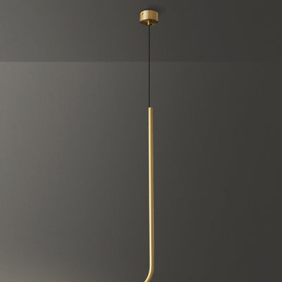 Lámpara colgante LED de latón de línea larga escandinava contemporánea para sala de estar 