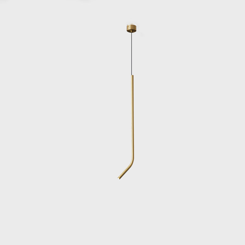 Lámpara colgante LED de latón de línea larga escandinava contemporánea para sala de estar 